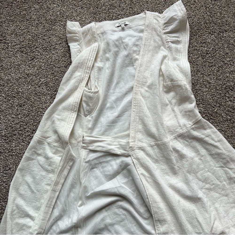 Madewell Ruffle-Sleeve Wrap Mini Dress in White, Size Small - Picture 10 of 10
